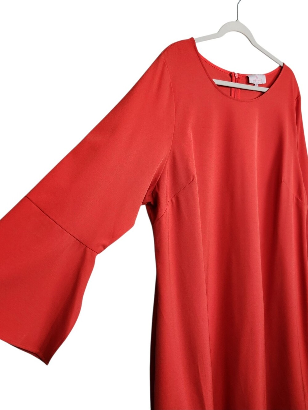 Laurie Felt Orange Bell Sleeve Scuba Stretch Dress Boatneck Womens Size 2X